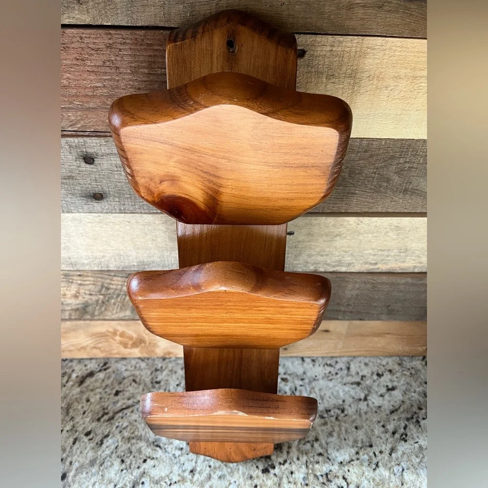 Vintage solid wood 3 slot wall mail holder